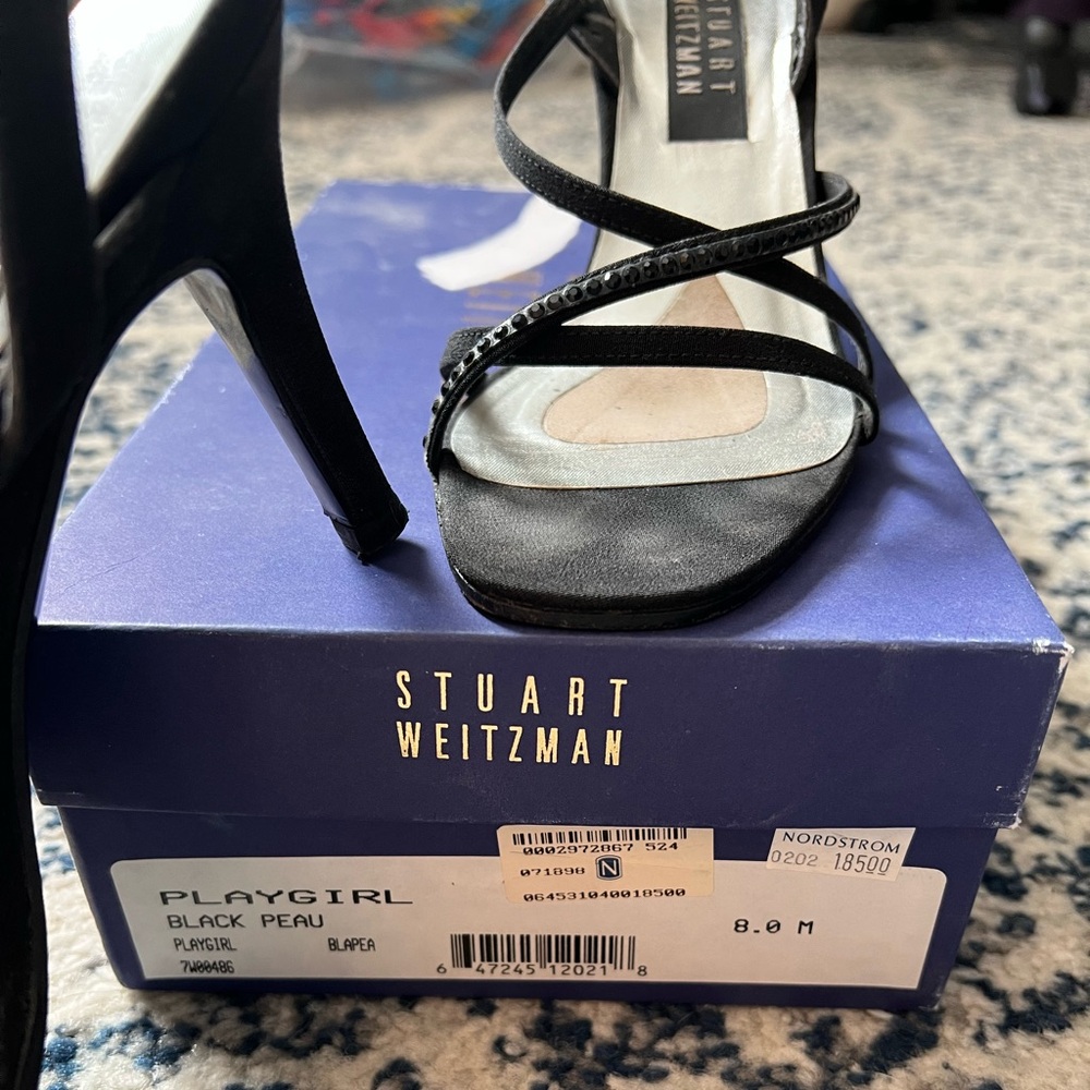 Stuart Weitzman Strappy Rhinestone Heels PLAYGIRL size 8